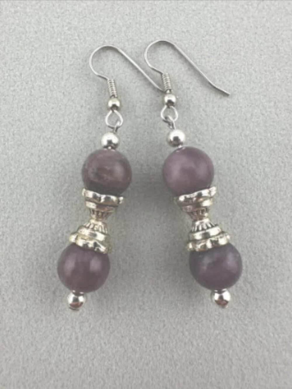 Lavender Jade Earrings Surgical Stainless Steel Purple Gemstone Dangle Handmade